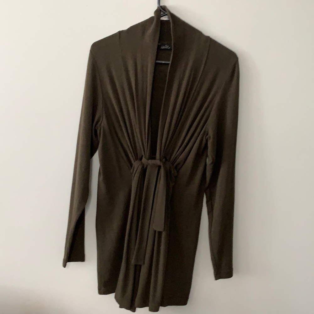 Maternity Ripe Limited cardigan sweater shawl collar gathered tie, lightweight